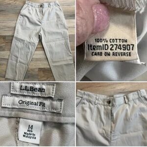 Women's Sz 14-LL Bean-Wrinkle Free-Comfort Waist-Crop Straight Leg-Pleated Pants